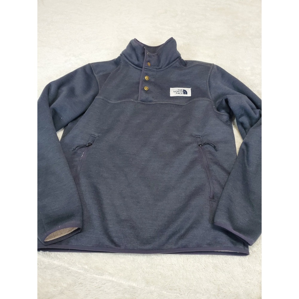 The North Face Gray Wool Blend Sherpa Patrol Snap Sweater Men Small Casual Gorp